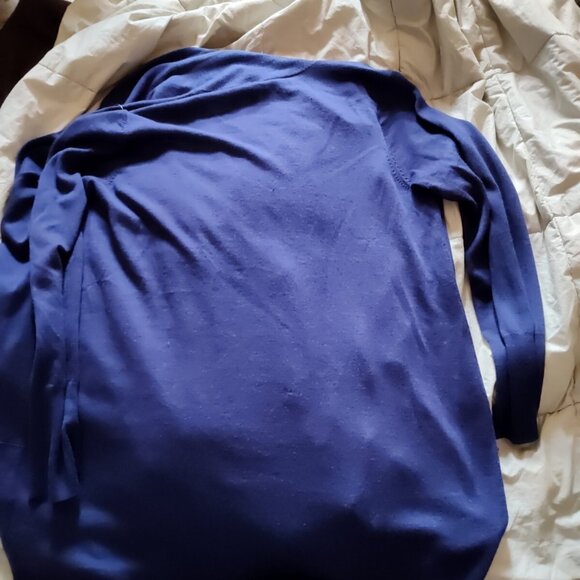 eileen fisher open cardigan Sweater M Italian Merino Yarn Blue Purplish - Picture 5 of 12